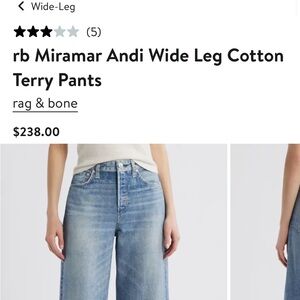 Rag & Bone Miramar Andi  sweatpant jeans in Light Blue Wash